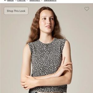 J. Crew Featherweight cashmere cropped sweater shell in spot print- NWT ✨